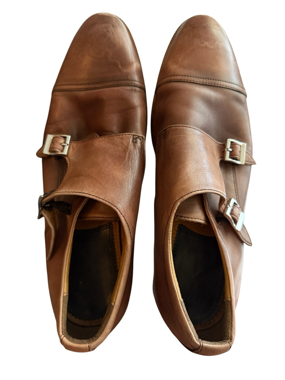 Blake McKay Max Double Monk Strap Leather  Brandy Brown Cap Toe Men’s Size 10